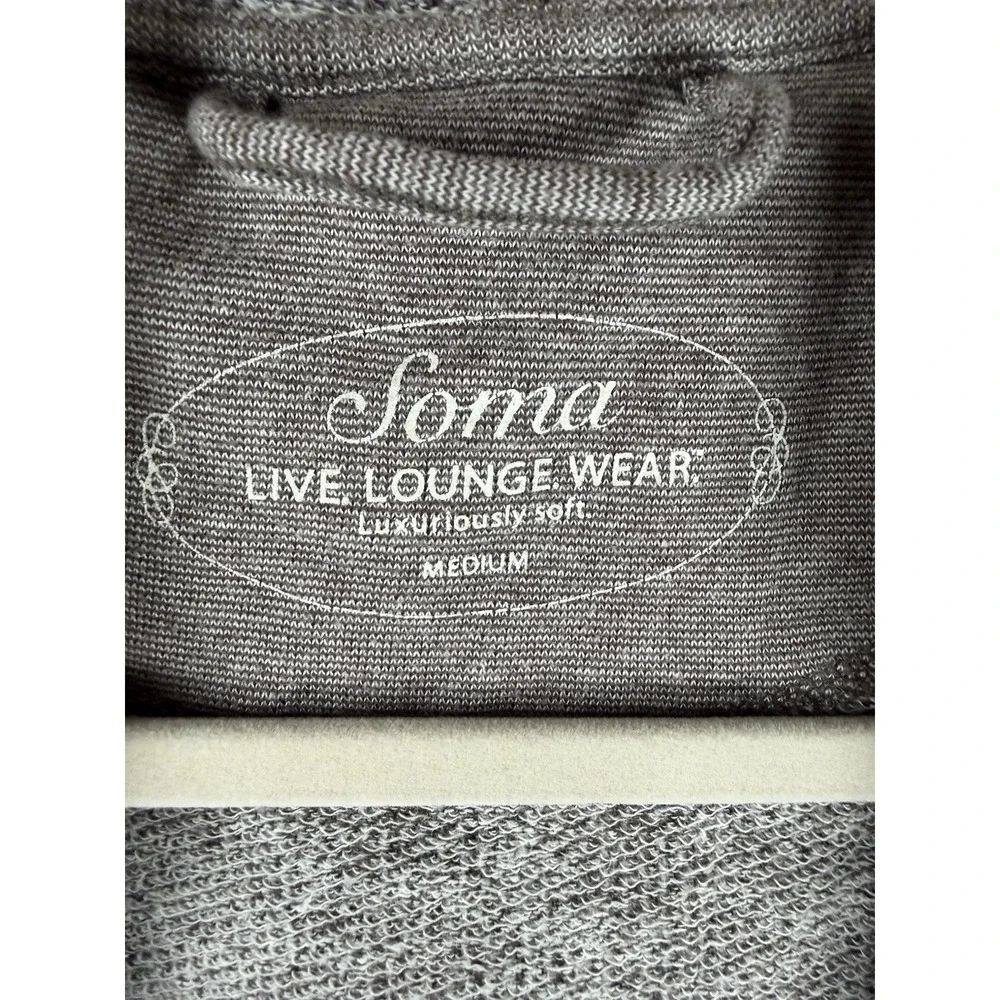 Soma Love Lounge Women's Size Medium Gray Cardigan Hoodie
